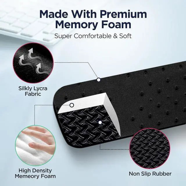 Alt view image 3 of 7 - PostureUp L-Shaped Desk Long Wrist Rest Elbow, Forearm & Wrist Comfort Support for Table or Desk Edge, Non-Slip, Memory Foam Padding, Ergonomic Design for Extended Work, Universal Fit, Black