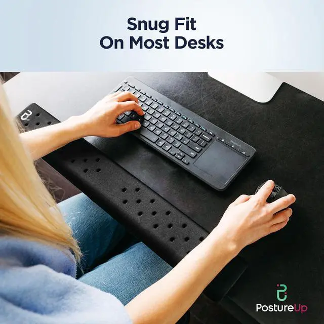 Alt view image 4 of 7 - PostureUp L-Shaped Desk Long Wrist Rest Elbow, Forearm & Wrist Comfort Support for Table or Desk Edge, Non-Slip, Memory Foam Padding, Ergonomic Design for Extended Work, Universal Fit, Black