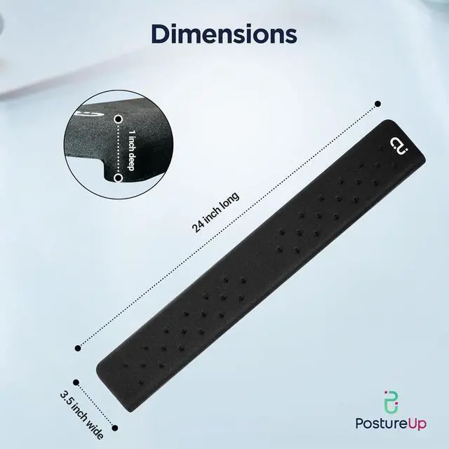 Alt view image 7 of 7 - PostureUp L-Shaped Desk Long Wrist Rest Elbow, Forearm & Wrist Comfort Support for Table or Desk Edge, Non-Slip, Memory Foam Padding, Ergonomic Design for Extended Work, Universal Fit, Black