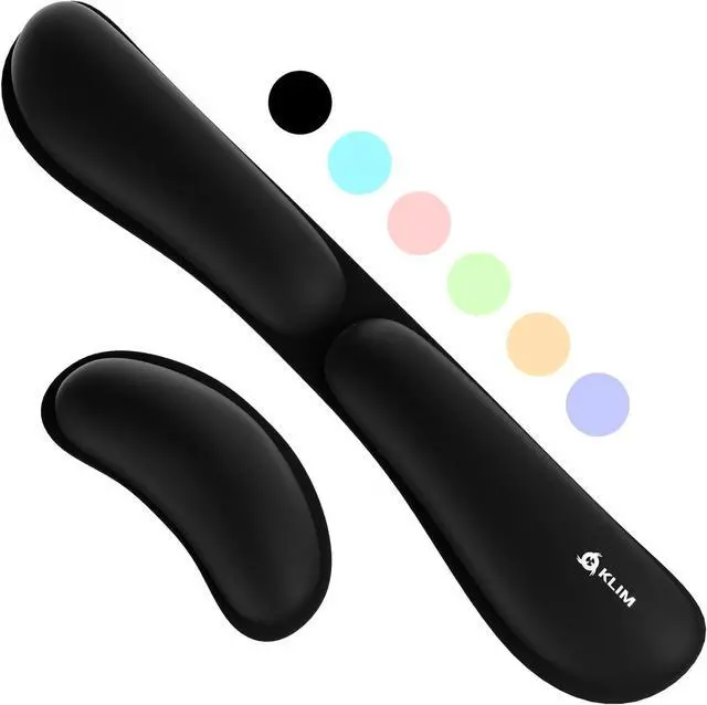 Main image of Mouse & Keyboard Wrist Rest Set - Silky Gel Memory Foam - Ergonomic Wrist Rest for Computer Keyboard Wrist Pad for Keyboard + Wrist Rest for Mouse - for Gaming and Office - Pain Relief - Black