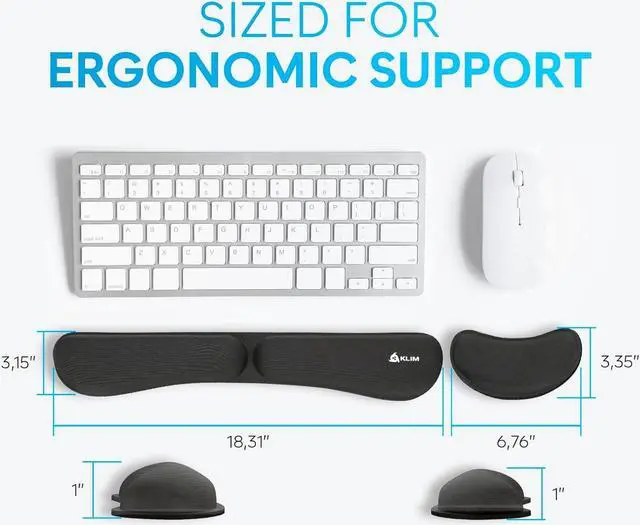 Alt view image 7 of 7 - Mouse & Keyboard Wrist Rest Set - Silky Gel Memory Foam - Ergonomic Wrist Rest for Computer Keyboard Wrist Pad for Keyboard + Wrist Rest for Mouse - for Gaming and Office - Pain Relief - Black