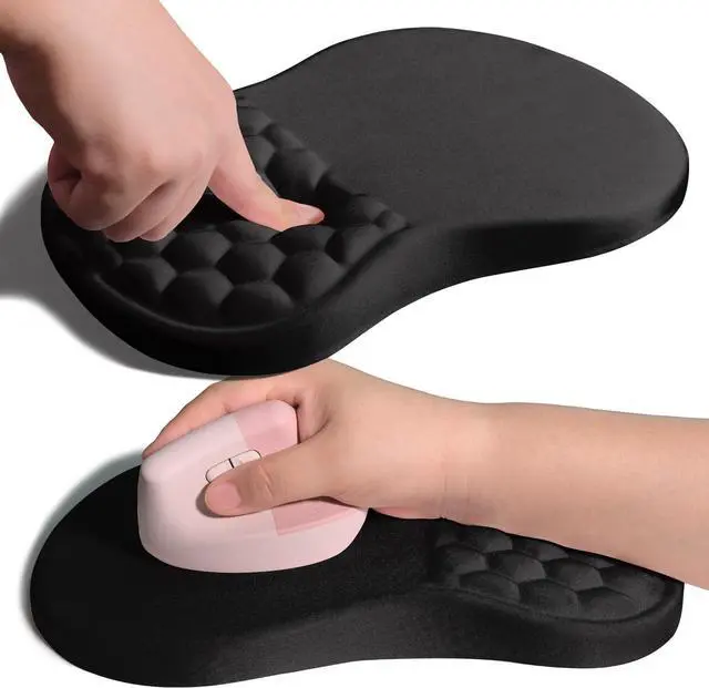 Main image of Ergonomic Joint Wrist Support Mouse Pad with Memory Foam Cushion Massage Bump Carpal Tunnel Pain Relief Mousepad Slope Design for Wrist Rest 11.8x7.9 in Black