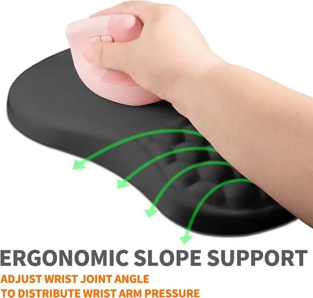 Alt view image 2 of 6 - Ergonomic Joint Wrist Support Mouse Pad with Memory Foam Cushion Massage Bump Carpal Tunnel Pain Relief Mousepad Slope Design for Wrist Rest 11.8x7.9 in Black