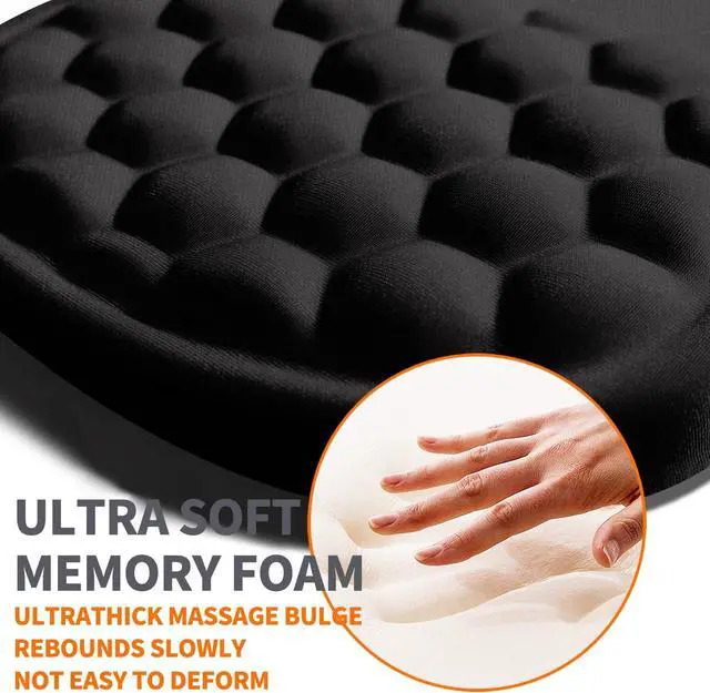 Alt view image 3 of 6 - Ergonomic Joint Wrist Support Mouse Pad with Memory Foam Cushion Massage Bump Carpal Tunnel Pain Relief Mousepad Slope Design for Wrist Rest 11.8x7.9 in Black