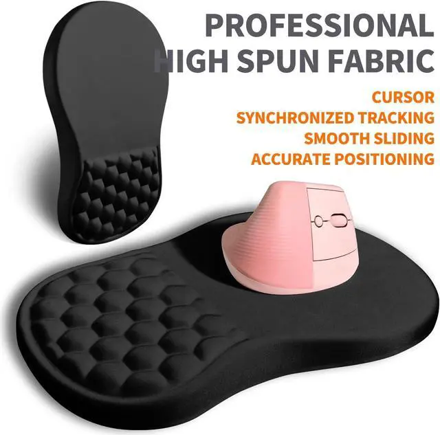 Alt view image 4 of 6 - Ergonomic Joint Wrist Support Mouse Pad with Memory Foam Cushion Massage Bump Carpal Tunnel Pain Relief Mousepad Slope Design for Wrist Rest 11.8x7.9 in Black