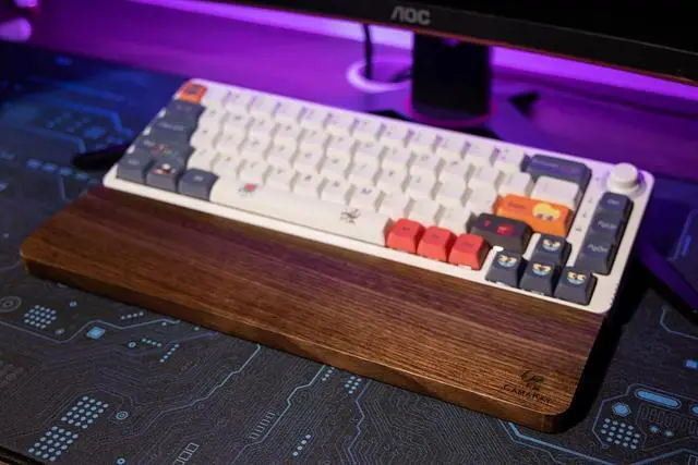 Alt view image 3 of 7 - Wooden Wrist Rest Pad 12.8 Compact Ergonomic Walnut Wood Hand Wrist Rest for 60% 75% Mechanical Keyboard Non-Slip Palm Pad for Comfortable Typing and Playing (for 75%)