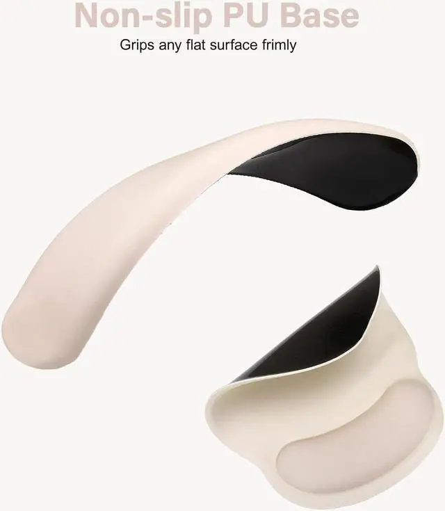 Alt view image 5 of 7 - Wrist Rest Support for Mouse Pad&Keyboard Set Circle Curved Ergonomic Mousepad&Coaster Non-Slip Base Home/Office Pain Relief&Easy Typing Pad with Soft Cloth&Silicone Lining Apricot