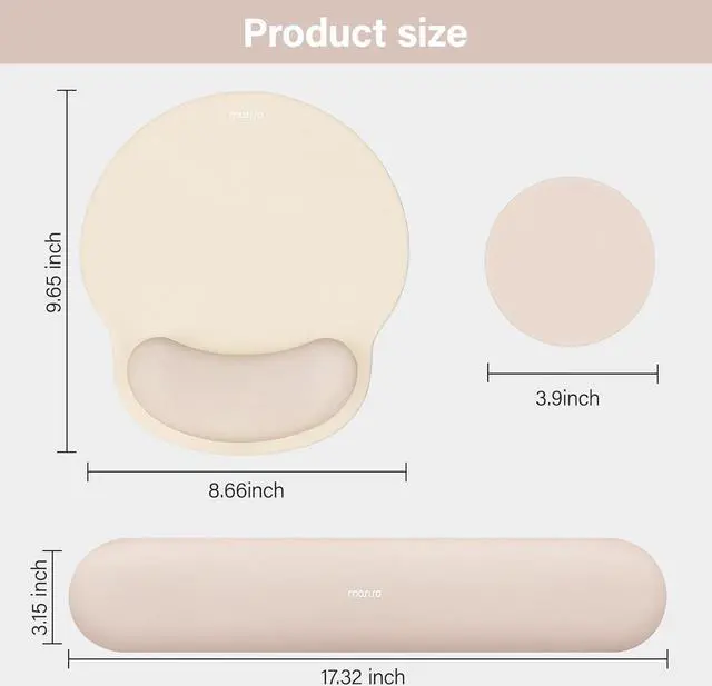 Alt view image 7 of 7 - Wrist Rest Support for Mouse Pad&Keyboard Set Circle Curved Ergonomic Mousepad&Coaster Non-Slip Base Home/Office Pain Relief&Easy Typing Pad with Soft Cloth&Silicone Lining Apricot