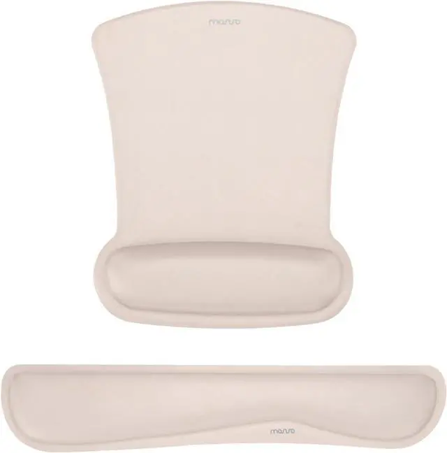 Main image of Wrist Rest Support for Mouse Pad & Keyboard Set Ergonomic Mousepad Non-Slip Base Home/Office Pain Relief & Easy Typing Cushion with Neoprene Cloth & Raised Memory Foam Apricot