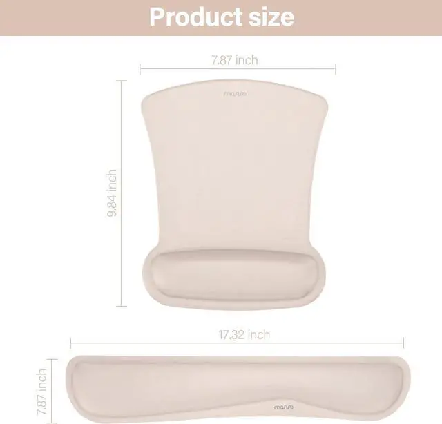 Alt view image 6 of 7 - Wrist Rest Support for Mouse Pad & Keyboard Set Ergonomic Mousepad Non-Slip Base Home/Office Pain Relief & Easy Typing Cushion with Neoprene Cloth & Raised Memory Foam Apricot