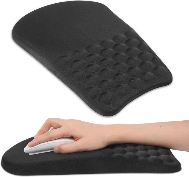 Main image of Ergonomic Wrist Mouse Pad with Massage Design Wrist Rest Pain Relief Mousepad with Memory Foam Non-Slip PU Base Mouse Pad with Wrist Support for Wireless Mouse & Desk Y New Black