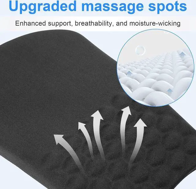 Alt view image 2 of 7 - Ergonomic Wrist Mouse Pad with Massage Design Wrist Rest Pain Relief Mousepad with Memory Foam Non-Slip PU Base Mouse Pad with Wrist Support for Wireless Mouse & Desk Y New Black