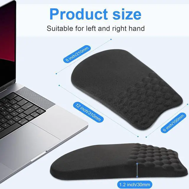 Alt view image 4 of 7 - Ergonomic Wrist Mouse Pad with Massage Design Wrist Rest Pain Relief Mousepad with Memory Foam Non-Slip PU Base Mouse Pad with Wrist Support for Wireless Mouse & Desk Y New Black