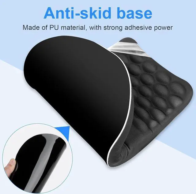 Alt view image 6 of 7 - Ergonomic Wrist Mouse Pad with Massage Design Wrist Rest Pain Relief Mousepad with Memory Foam Non-Slip PU Base Mouse Pad with Wrist Support for Wireless Mouse & Desk Y New Black