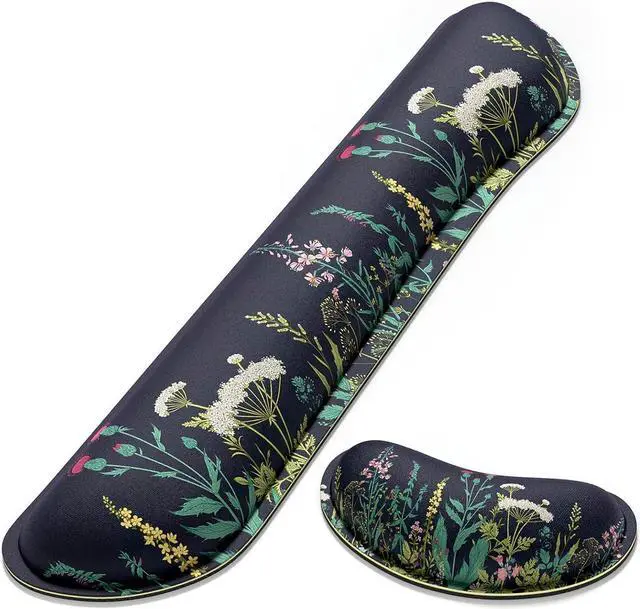 Main image of Keyboard Wrist Rest Ergonomic Keyboard Mouse Wrist Support for Typing Pain Relief Wrist Rest for Computer Keyboard with Slip Resistant PU Base Cute Wrist Rest for Office Gaming Computer(Black)