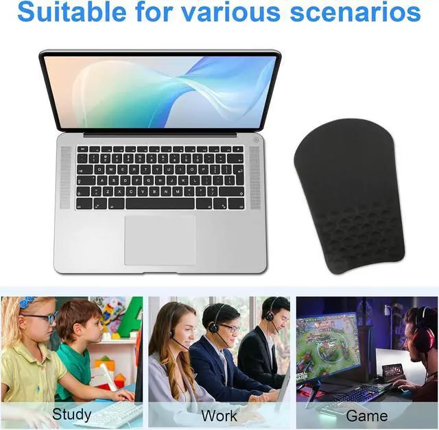 Alt view image 7 of 7 - Ergonomic Wrist Mouse Pad with Massage Design Wrist Rest Pain Relief Mousepad with Memory Foam Non-Slip PU Base Mouse Pad with Wrist Support for Wireless Mouse & Desk Y New Black