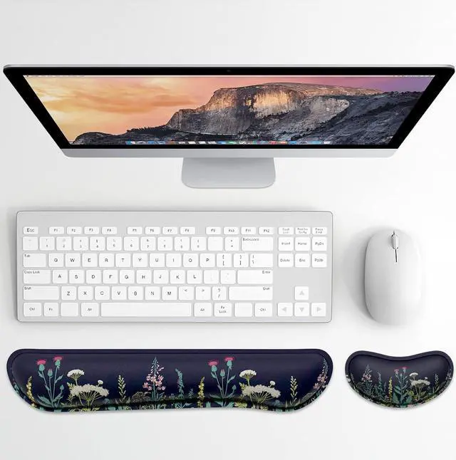 Alt view image 2 of 7 - Keyboard Wrist Rest Ergonomic Keyboard Mouse Wrist Support for Typing Pain Relief Wrist Rest for Computer Keyboard with Slip Resistant PU Base Cute Wrist Rest for Office Gaming Computer(Black)