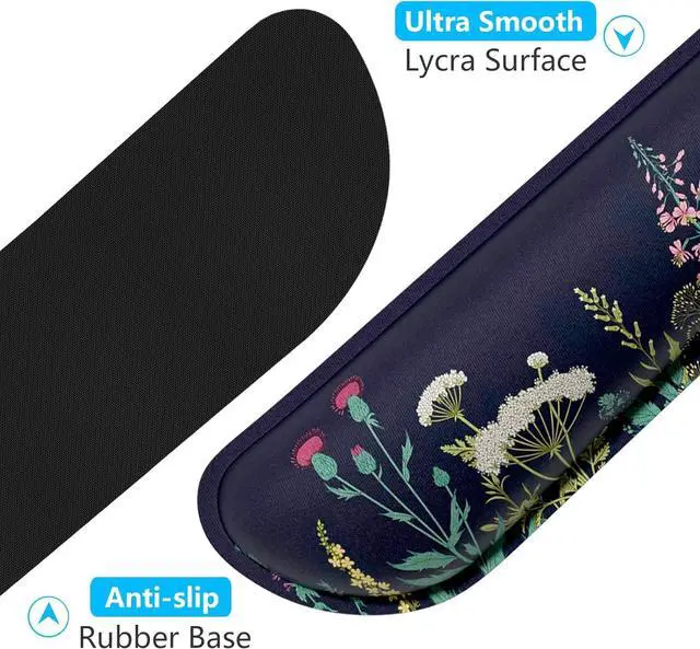 Alt view image 4 of 7 - Keyboard Wrist Rest Ergonomic Keyboard Mouse Wrist Support for Typing Pain Relief Wrist Rest for Computer Keyboard with Slip Resistant PU Base Cute Wrist Rest for Office Gaming Computer(Black)