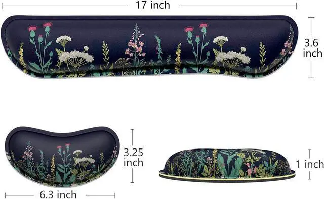 Alt view image 6 of 7 - Keyboard Wrist Rest Ergonomic Keyboard Mouse Wrist Support for Typing Pain Relief Wrist Rest for Computer Keyboard with Slip Resistant PU Base Cute Wrist Rest for Office Gaming Computer(Black)