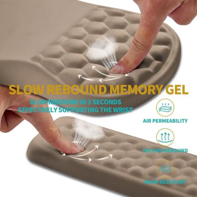 Alt view image 3 of 6 - 2 in 1 Ergonomic Mouse Pad Wrist Support & Wrist Rest for Computer Keyboard Set with Relieve Carpal Tunnel Pain Massage Bulge and Full Memory Gel Design (2In1 Set Sand Color)