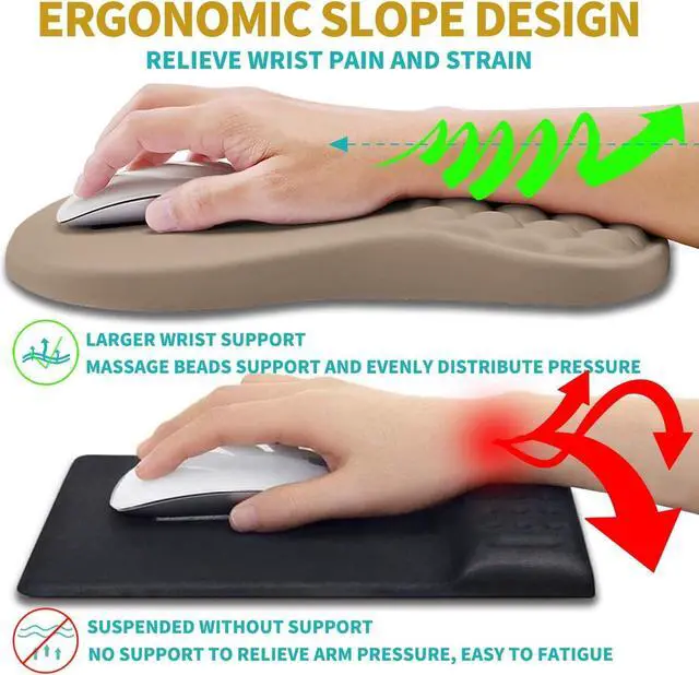 Alt view image 5 of 6 - 2 in 1 Ergonomic Mouse Pad Wrist Support & Wrist Rest for Computer Keyboard Set with Relieve Carpal Tunnel Pain Massage Bulge and Full Memory Gel Design (2In1 Set Sand Color)