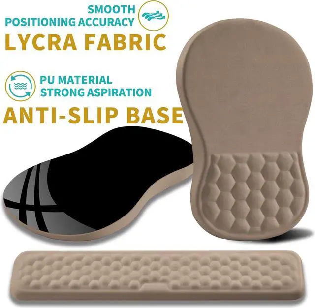 Alt view image 6 of 6 - 2 in 1 Ergonomic Mouse Pad Wrist Support & Wrist Rest for Computer Keyboard Set with Relieve Carpal Tunnel Pain Massage Bulge and Full Memory Gel Design (2In1 Set Sand Color)