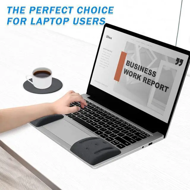 Alt view image 2 of 6 - Wrist Rests for Laptop Laptop Wrist Support for Keyboard and Mouse Ergonomic Memory Foam Wrist Pads for Laptop Office Computer Comfortable Typing Wrist Pain & Carpal Tunnel Relief (Black)