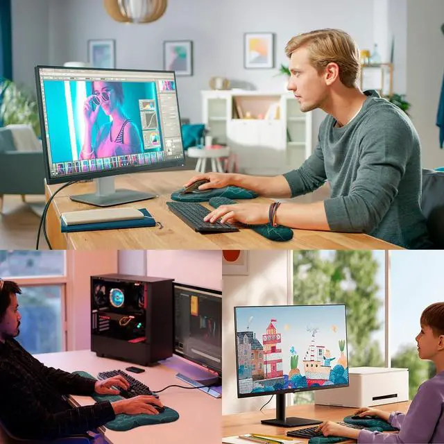 Alt view image 7 of 7 - Mouse Pad Wrist Support 2 in1 Keyboard Wrist Rest+ Ergonomic Mouse Pad Non-Slip Wrist Rest for Computer Keyboard Made Easy Typing & Relieve Wrist PainBanana Leaf Green