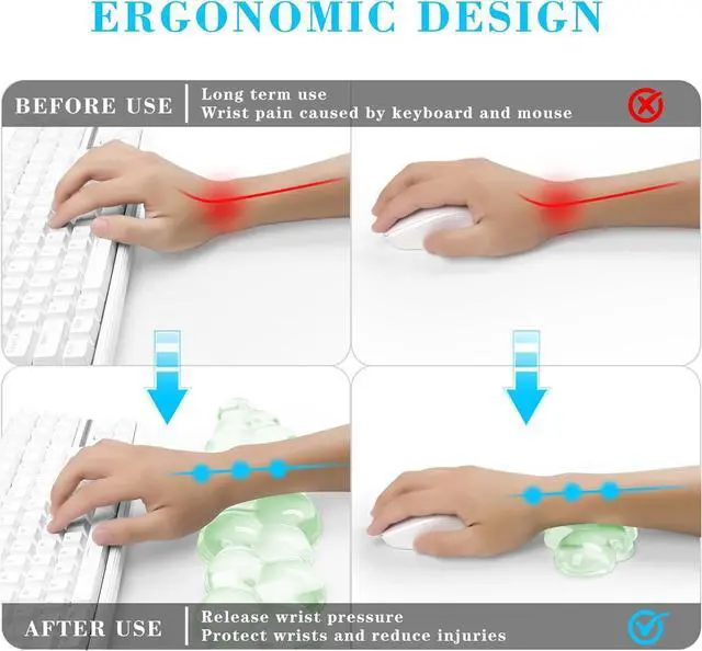 Alt view image 2 of 7 - Gel Cloud Keyboard and Mouse Wrist Rest Cute Wrist Support and Arm Support Keyboard Rest for Keyboard and Mouse Typing Pain ReliefSuitable for Office/Computer/Laptop/Gaming Green