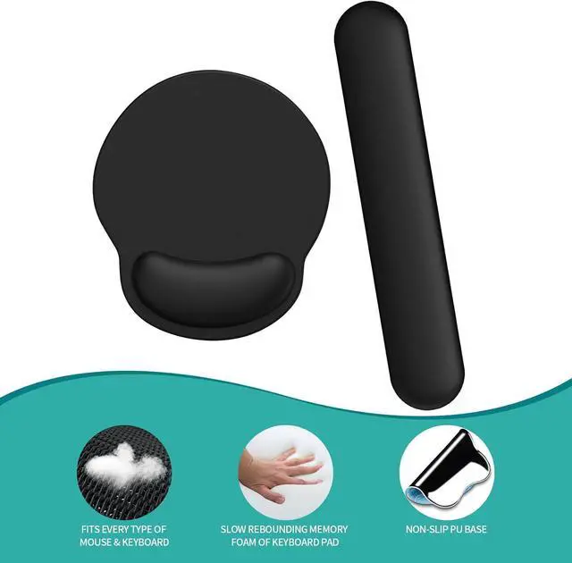 Alt view image 6 of 7 - Mouse Pad Wrist Support Ergonomic Memory Foam Keyboard Wrist Pad & Gel Wrist Rest Set for Computer Keyboard for Easy Typing & Pain Relief for Office & Home(Black Set)