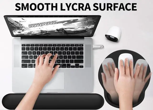 Alt view image 7 of 7 - Mouse Pad Wrist Support Ergonomic Memory Foam Keyboard Wrist Pad & Gel Wrist Rest Set for Computer Keyboard for Easy Typing & Pain Relief for Office & Home(Black Set)
