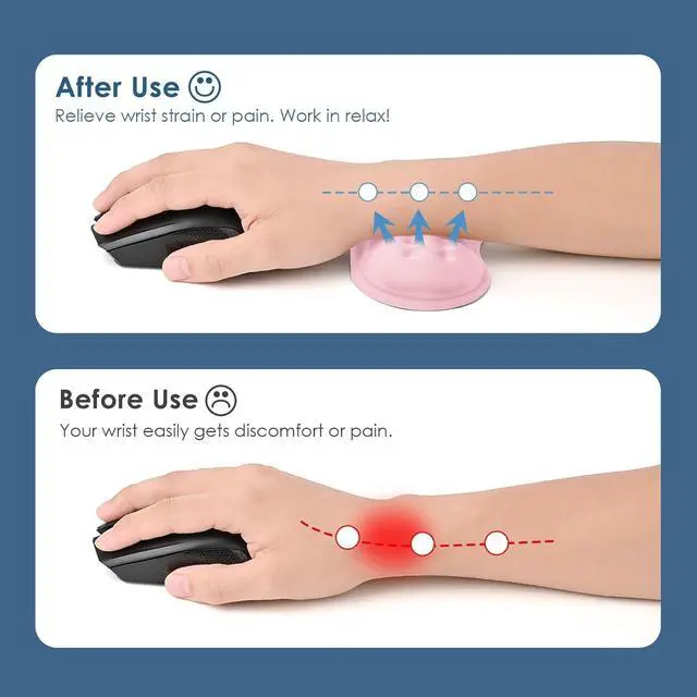 Alt view image 3 of 6 - Ergonomic Wrist Rest for Mouse Soft Mouse Wrist Support Memory Foam Mouse Wrist Pad Non-Slip Base (Pale Pink)