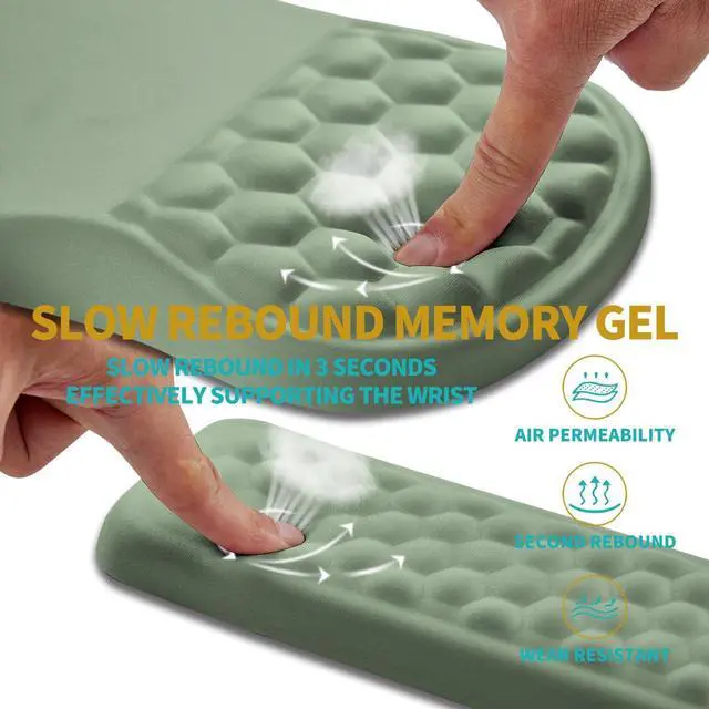 Alt view image 3 of 6 - 2 in 1 Ergonomic Mouse Pad Wrist Support & Wrist Rest for Computer Keyboard Set with Relieve Carpal Tunnel Pain Massage Bulge and Full Memory Gel Design (2In1 Set Light Green)