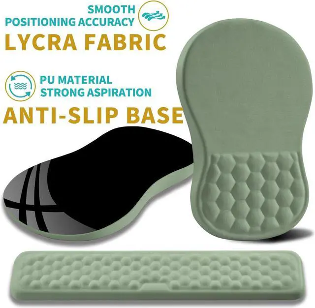Alt view image 6 of 6 - 2 in 1 Ergonomic Mouse Pad Wrist Support & Wrist Rest for Computer Keyboard Set with Relieve Carpal Tunnel Pain Massage Bulge and Full Memory Gel Design (2In1 Set Light Green)