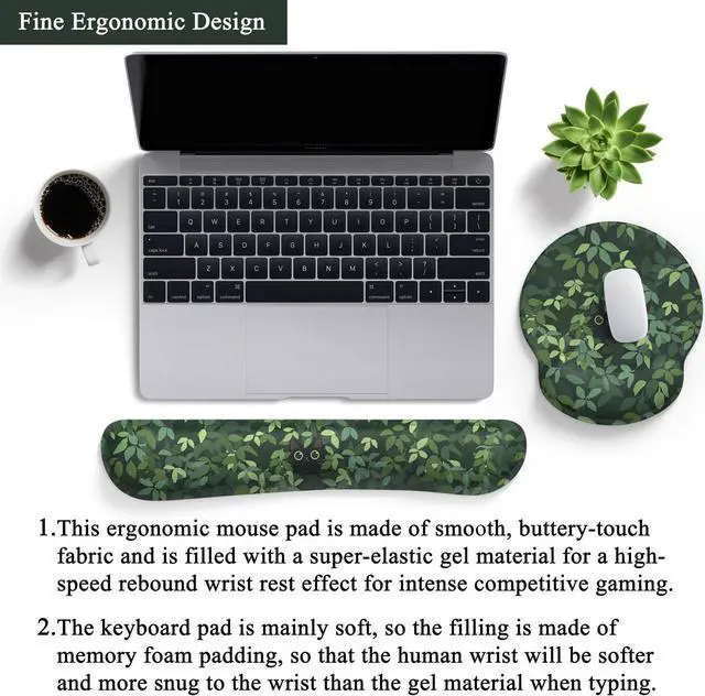 Alt view image 3 of 6 - Cute Ergonomic Green Mouse Pad Cat Wrist Support [ 20% Larger] Wrist Rest Gel Anime Kawaii 3D Green Office Plants Mouse Pads Keyboards Silicon Wrist Pad Pain Relief Game Work Study Home Office.