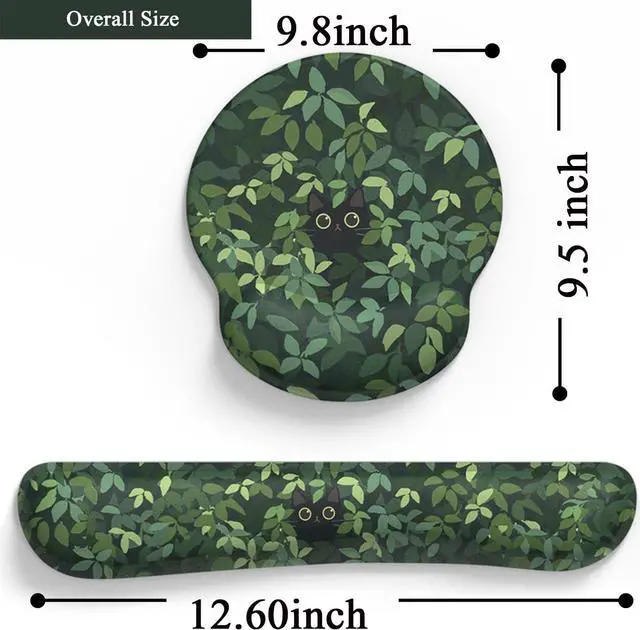 Alt view image 4 of 6 - Cute Ergonomic Green Mouse Pad Cat Wrist Support [ 20% Larger] Wrist Rest Gel Anime Kawaii 3D Green Office Plants Mouse Pads Keyboards Silicon Wrist Pad Pain Relief Game Work Study Home Office.