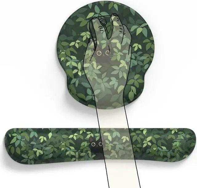 Alt view image 5 of 6 - Cute Ergonomic Green Mouse Pad Cat Wrist Support [ 20% Larger] Wrist Rest Gel Anime Kawaii 3D Green Office Plants Mouse Pads Keyboards Silicon Wrist Pad Pain Relief Game Work Study Home Office.