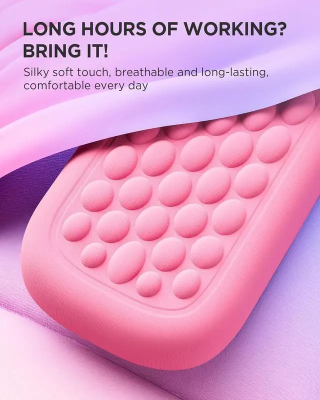 Alt view image 5 of 7 - Wrist Rest for Computer Keyboard Keyboard Wrist Rest - Silky Memory Foam Wrist Rest for Keyboard and Mouse Wrist Pad for Keyboard Typing Pain Relief Wrist Support for Keyboard Pink Purple