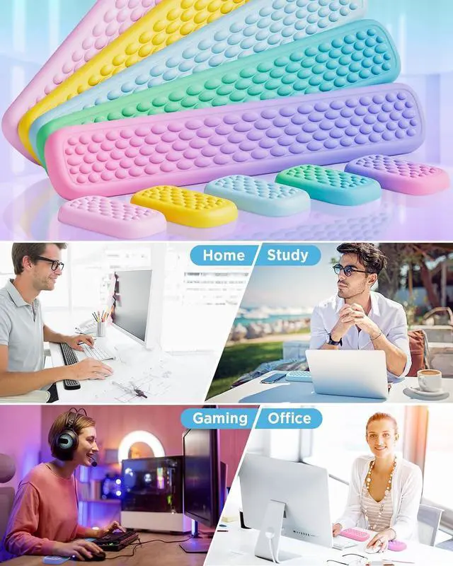 Alt view image 7 of 7 - Wrist Rest for Computer Keyboard Keyboard Wrist Rest - Silky Memory Foam Wrist Rest for Keyboard and Mouse Wrist Pad for Keyboard Typing Pain Relief Wrist Support for Keyboard Pink Purple