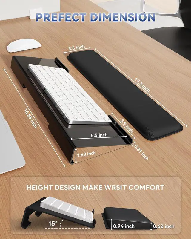 Alt view image 3 of 7 - Zibly Ergonomic Gel Keyboard Wrist Rest & Mousepad Rests for Computer Silky Memory Foam for Typing Laptop Keyboard and Mouse Desk Pads Support Hand and Arm 2 Piece Pad for Office and Travel