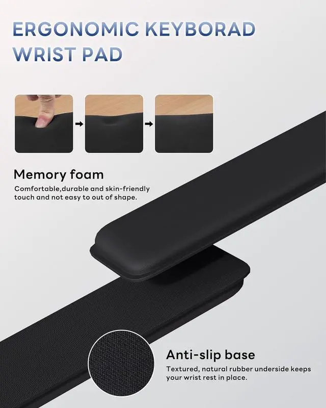 Alt view image 6 of 7 - Zibly Ergonomic Gel Keyboard Wrist Rest & Mousepad Rests for Computer Silky Memory Foam for Typing Laptop Keyboard and Mouse Desk Pads Support Hand and Arm 2 Piece Pad for Office and Travel