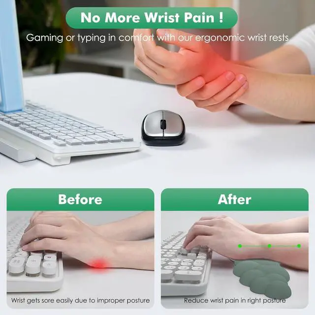Alt view image 3 of 7 - Cloud Wrist Rest Ergonomic Cloud Keyboard Wrist Rest with Mouse Rest Wrist Pad Durable Polyester Cloud Arm Rest Wrist Pad for Keyboard and Mouse for Office Gaming Computer Laptop Green