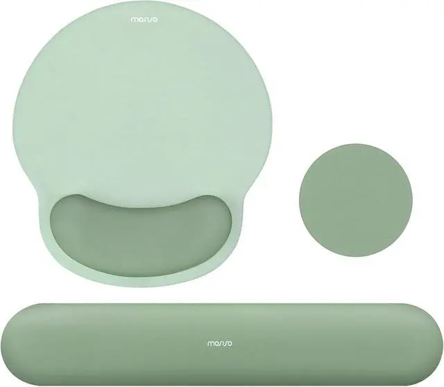 Main image of Wrist Rest Support for Mouse Pad&Keyboard Set Circle Curved Ergonomic Mousepad&Coaster Non-Slip Base Home/Office Pain Relief&Easy Typing Pad with Soft Cloth&Raised Memory Foam Antique Green