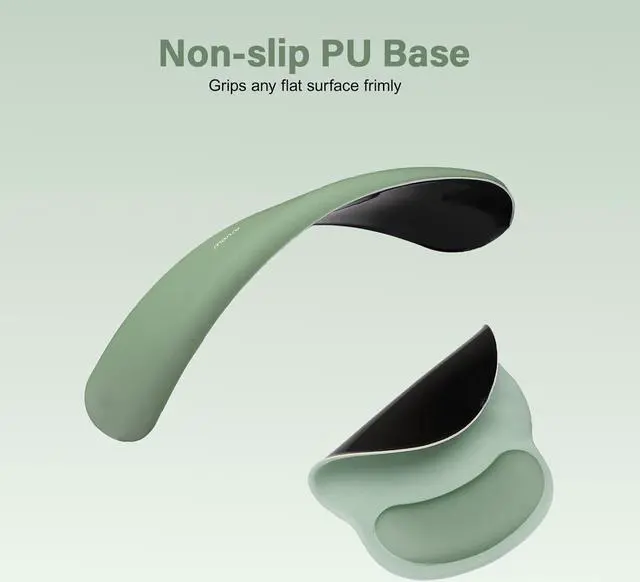 Alt view image 5 of 7 - Wrist Rest Support for Mouse Pad&Keyboard Set Circle Curved Ergonomic Mousepad&Coaster Non-Slip Base Home/Office Pain Relief&Easy Typing Pad with Soft Cloth&Raised Memory Foam Antique Green