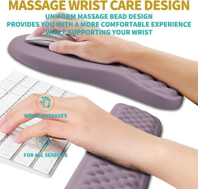Alt view image 4 of 6 - 2 in 1 Ergonomic Mouse Pad Wrist Support & Wrist Rest for Computer Keyboard Set with Relieve Carpal Tunnel Pain Massage Bulge and Full Memory Gel Design (2In1 Set Purple)