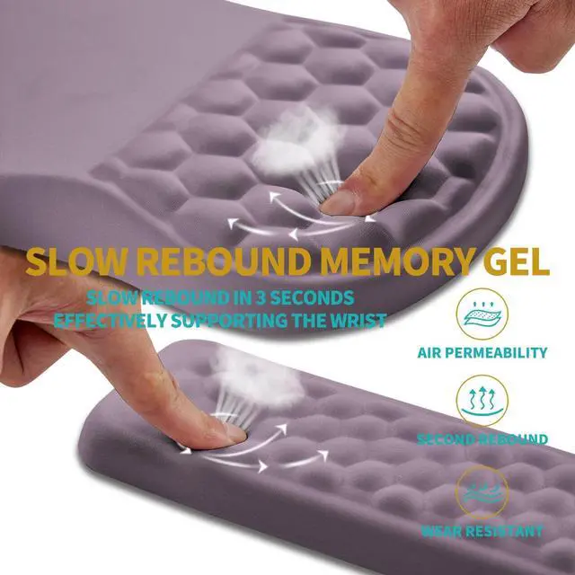 Alt view image 3 of 6 - 2 in 1 Ergonomic Mouse Pad Wrist Support & Wrist Rest for Computer Keyboard Set with Relieve Carpal Tunnel Pain Massage Bulge and Full Memory Gel Design (2In1 Set Purple)