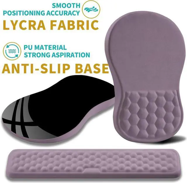 Alt view image 6 of 6 - 2 in 1 Ergonomic Mouse Pad Wrist Support & Wrist Rest for Computer Keyboard Set with Relieve Carpal Tunnel Pain Massage Bulge and Full Memory Gel Design (2In1 Set Purple)