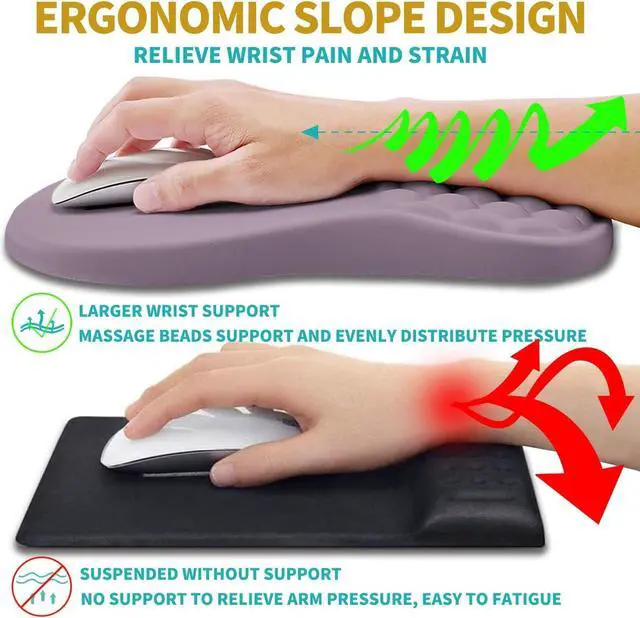 Alt view image 5 of 6 - 2 in 1 Ergonomic Mouse Pad Wrist Support & Wrist Rest for Computer Keyboard Set with Relieve Carpal Tunnel Pain Massage Bulge and Full Memory Gel Design (2In1 Set Purple)