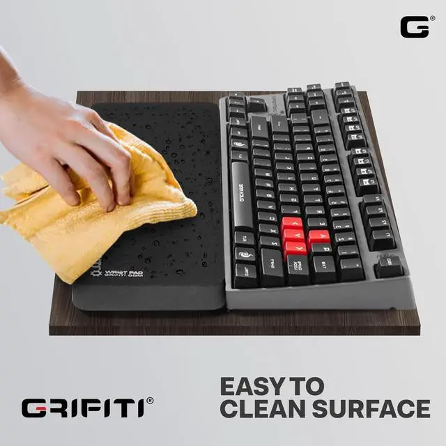 Alt view image 5 of 7 - Grifiti Fat Wrist Pad 17 in Black is a 4 Inch Wide Wrist Rest for Standard Keyboards and Mechanical Keyboards New Materials