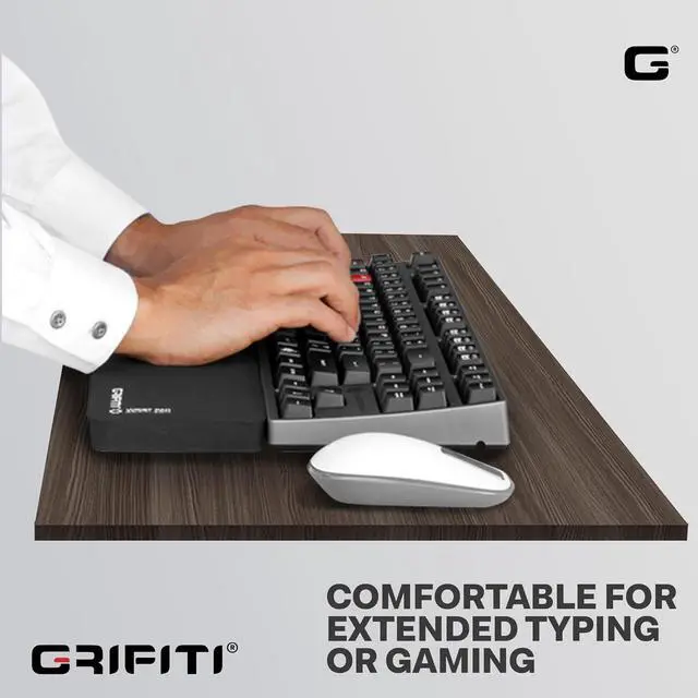 Alt view image 6 of 7 - Grifiti Fat Wrist Pad 17 in Black is a 4 Inch Wide Wrist Rest for Standard Keyboards and Mechanical Keyboards New Materials